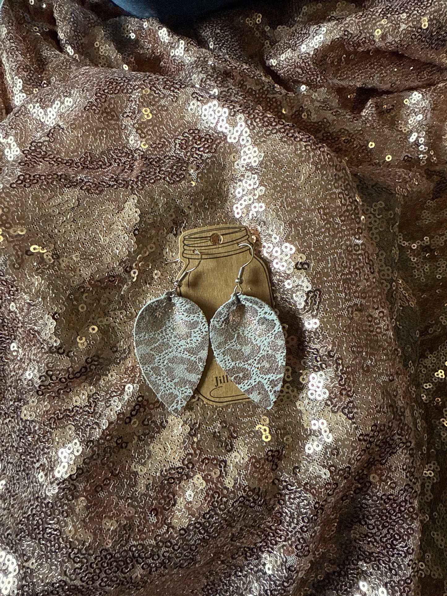 Leather teardrop leopard rose gold and white