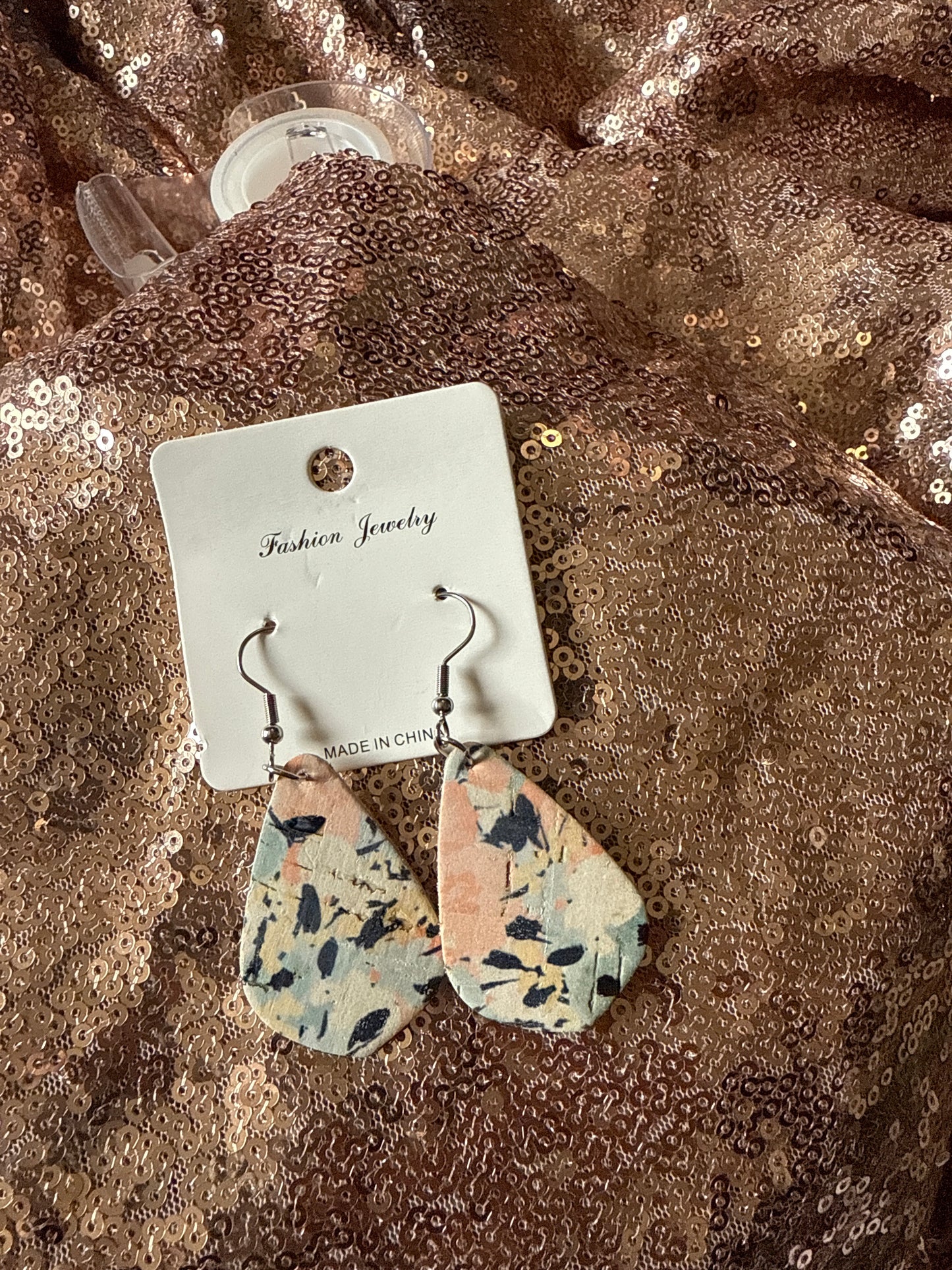 Pastel color leather earring