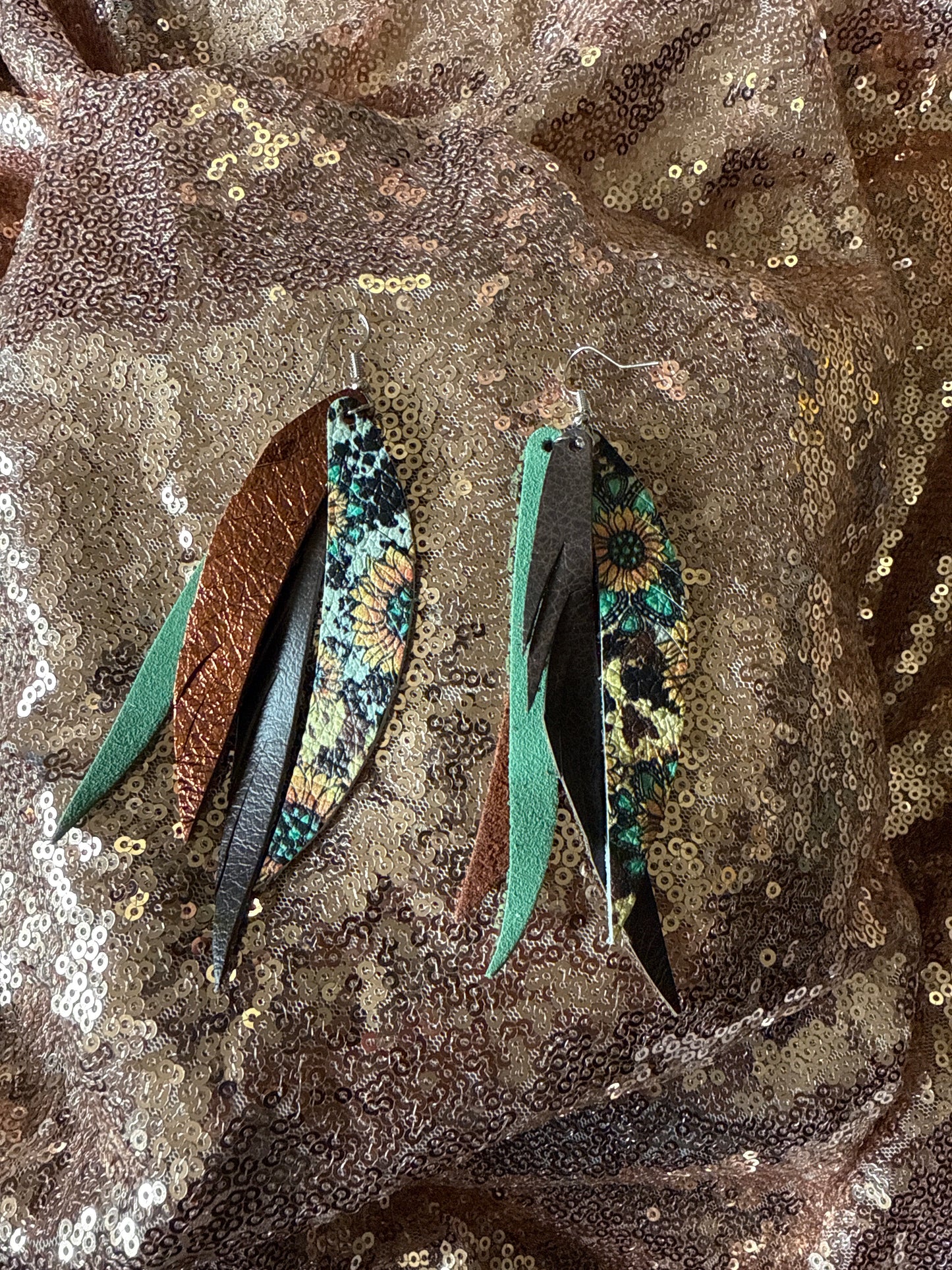 Leather 4 strip sunflower brown and green