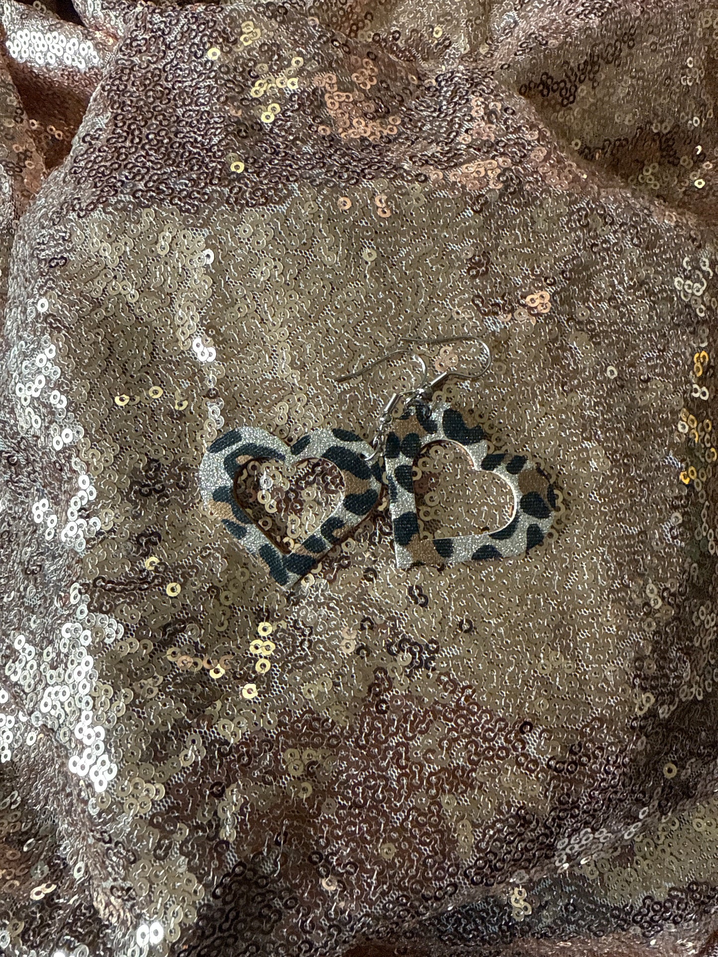 Leather heart cheetah print