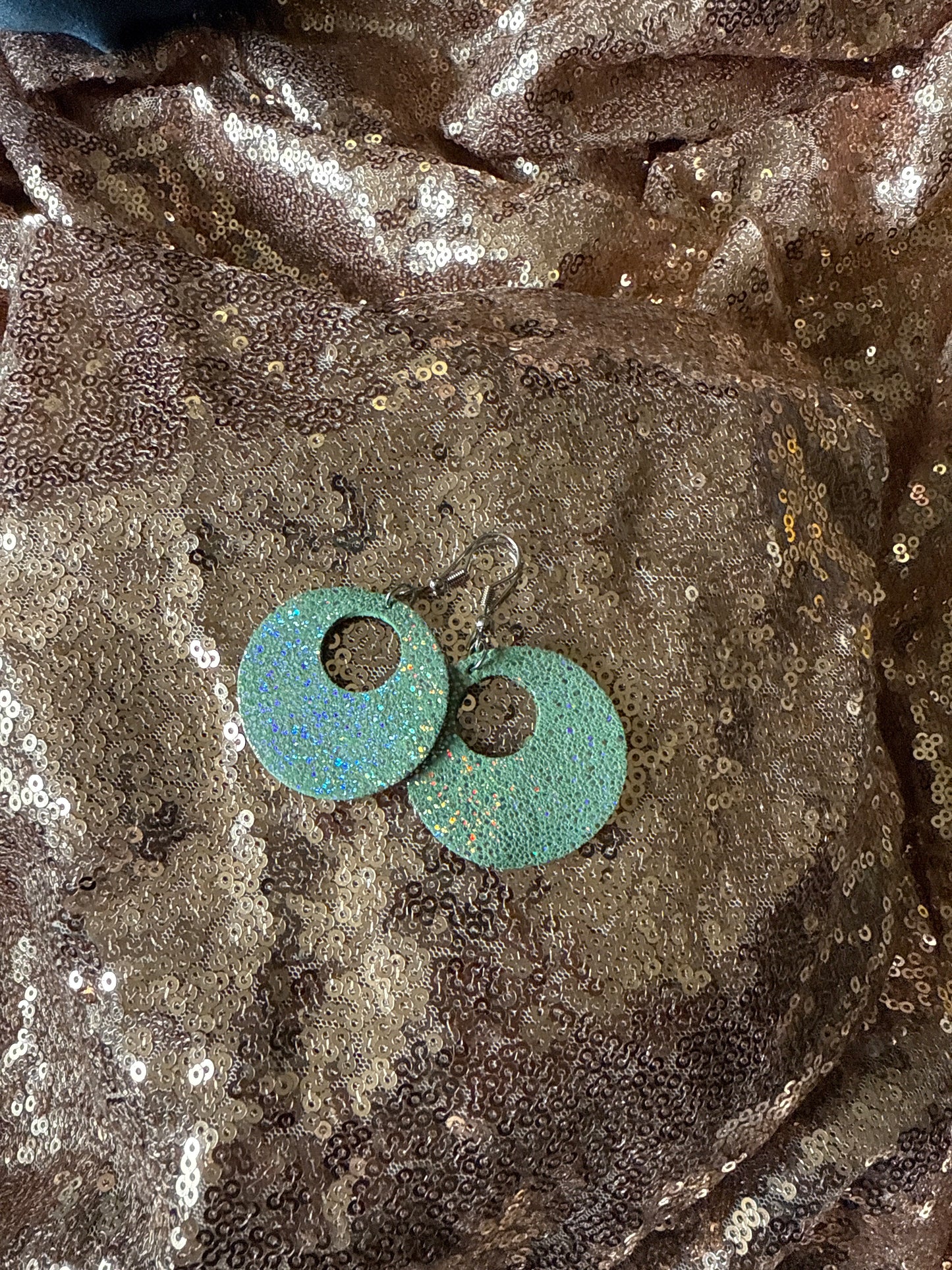 Glitter circle leather turquoise