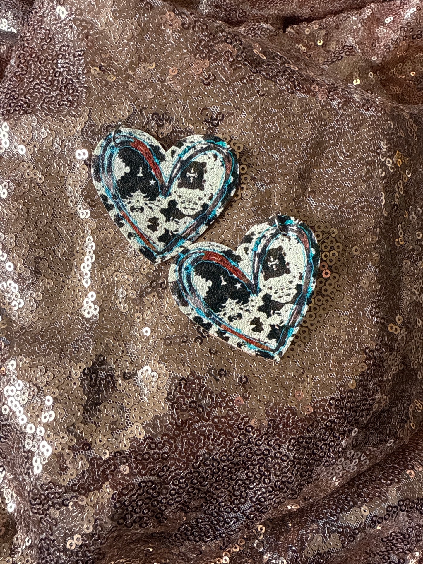 Leather multicolor heart earring