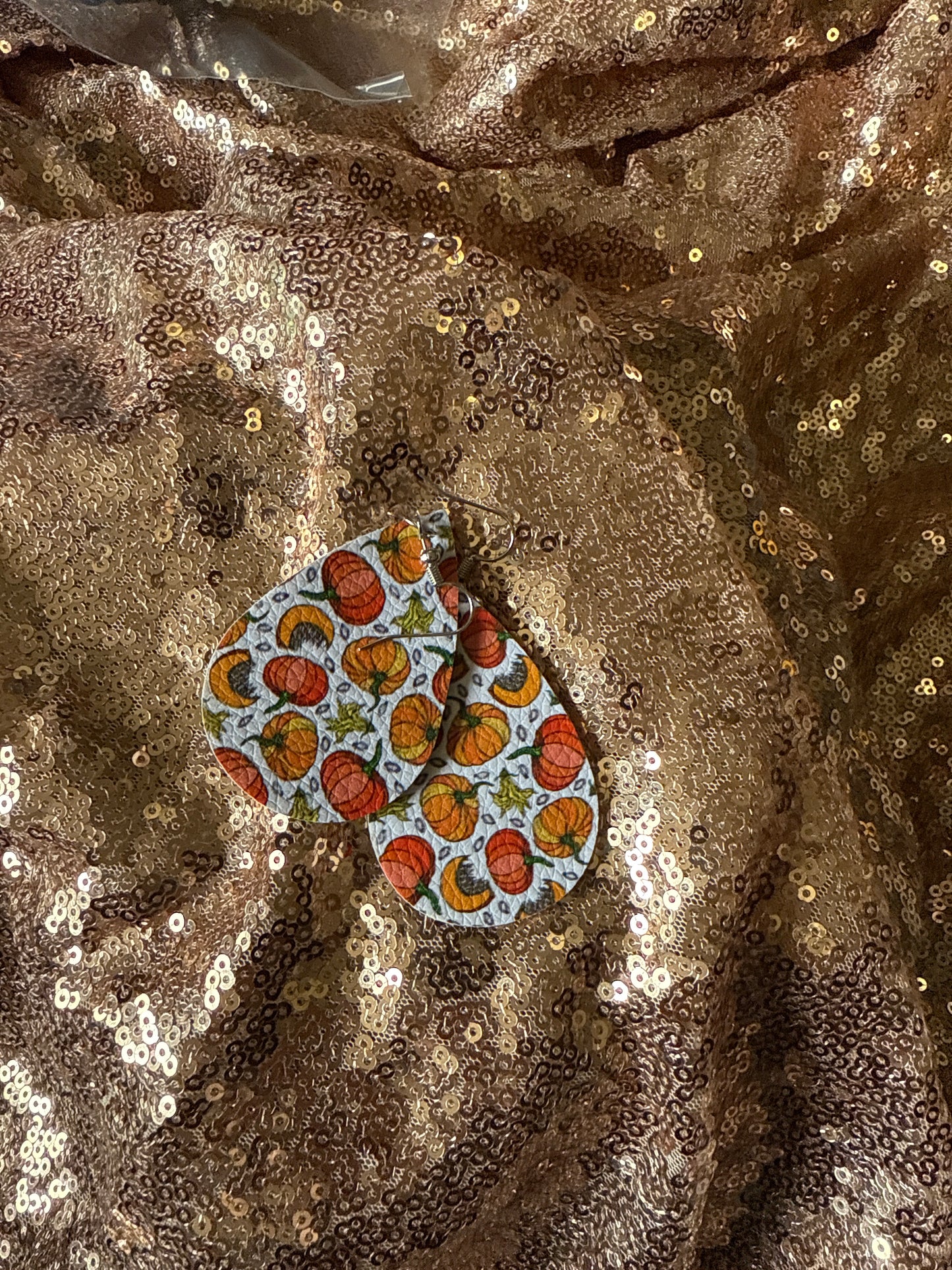 Leather pumpkin earring
