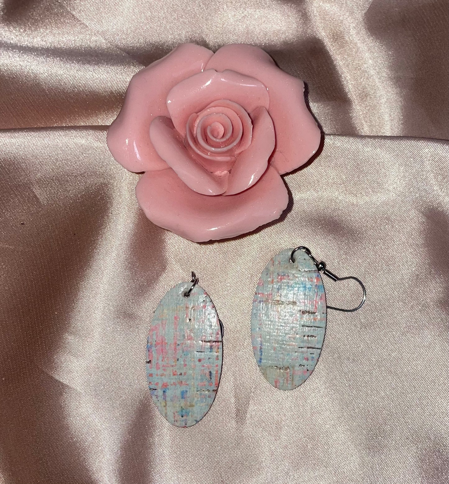 Leather oval multicolor earrings