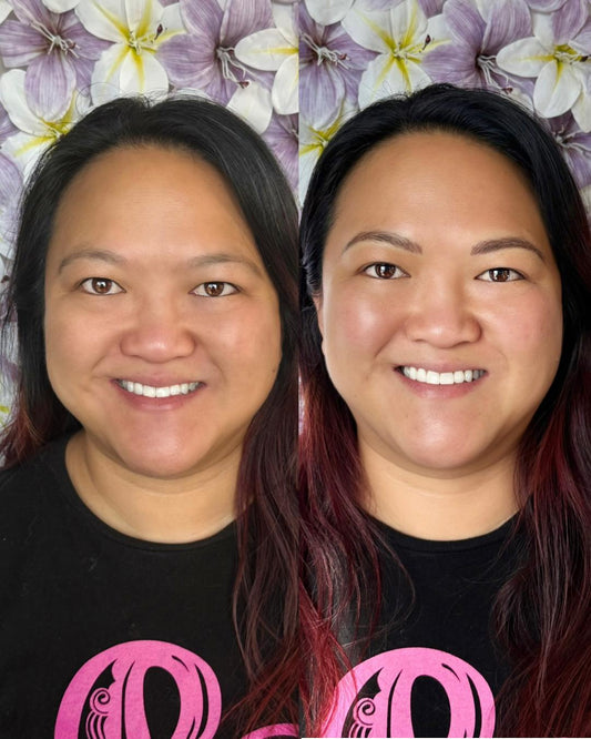 Michelle Nano Brow PMU tattoo before and after from Permanent makeup artist Angela Lealaogata in south jordan utah