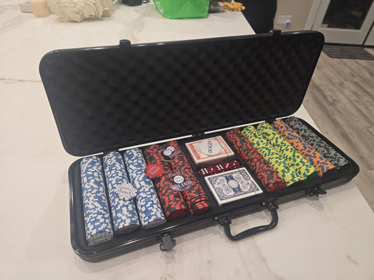 Full Poker set with chips and cards and case