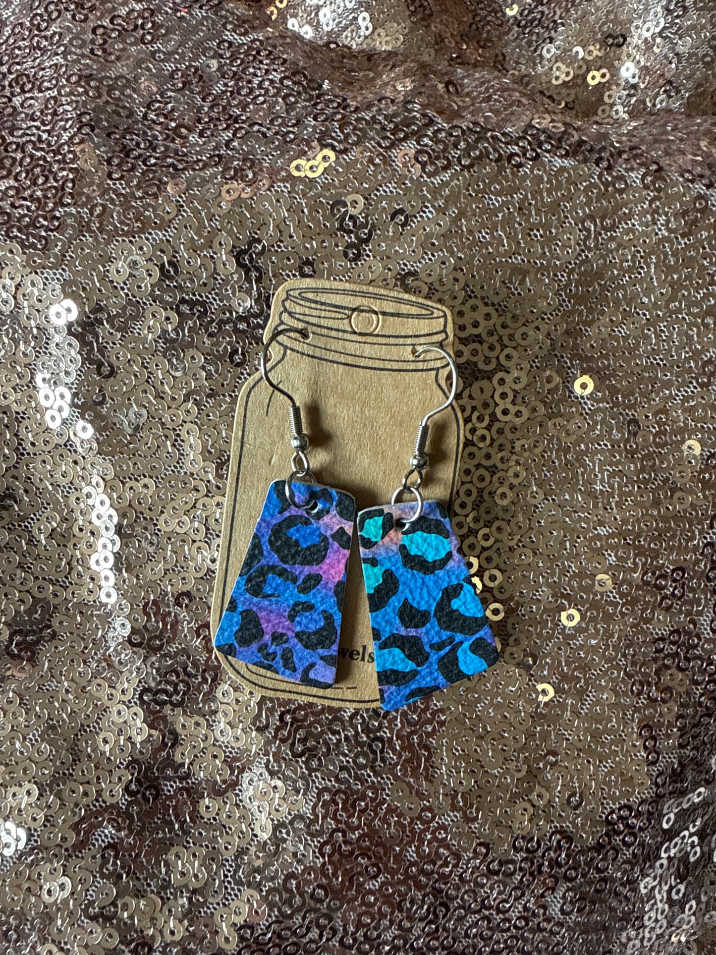 Bright color leather animal print earring