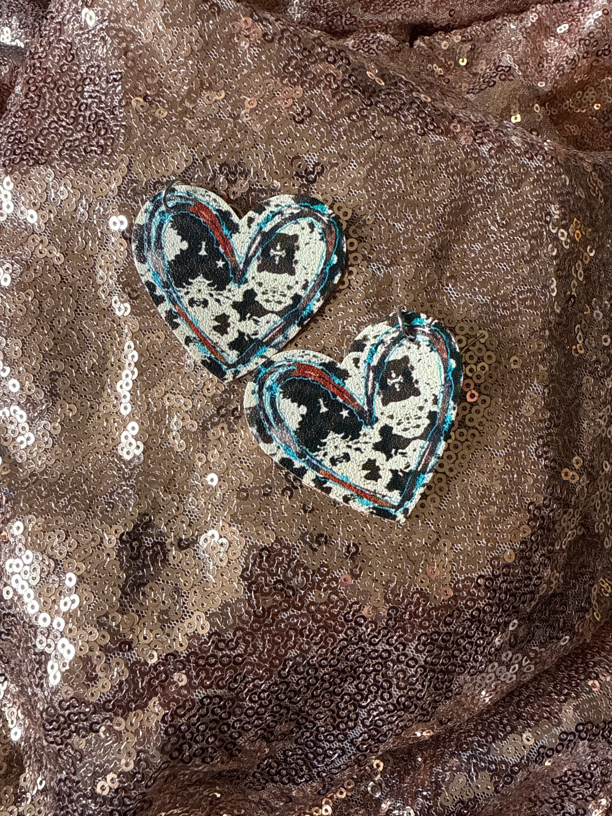 Leather multicolor heart earring