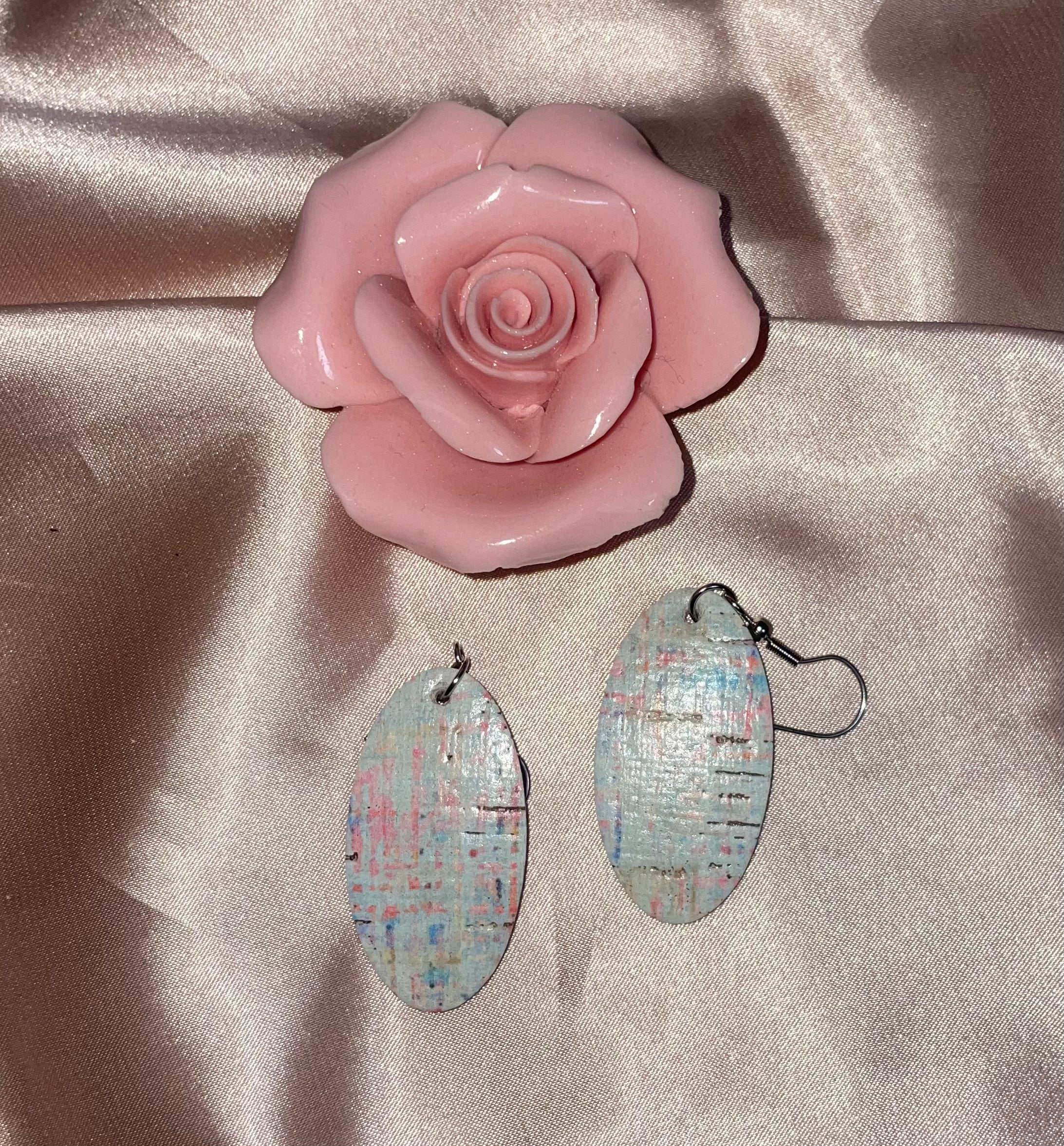 Leather oval multicolor earrings