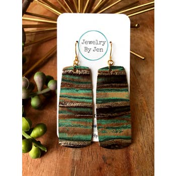 Turquoise leather bar earrings